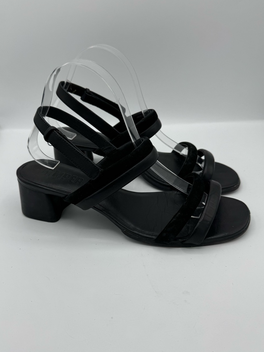 Camper Katie Black Leather Strappy Slingback Heeled Sandals Size EU 40 US 10